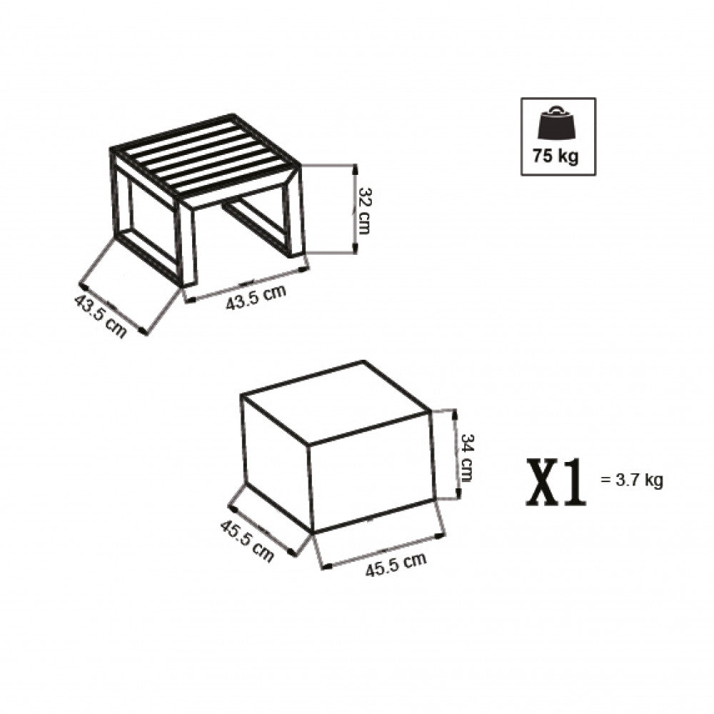 Tavolino cuba 45 x 45