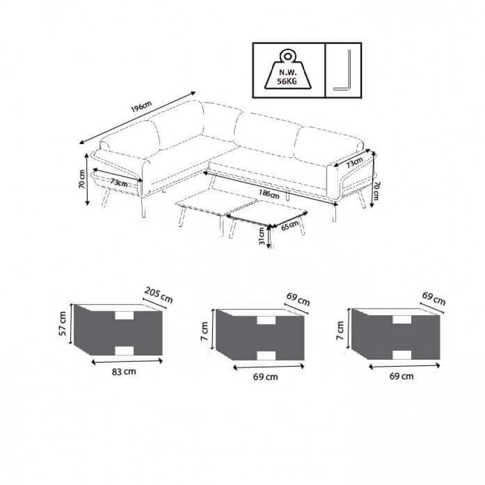 Salotto angolare suez con cuscini