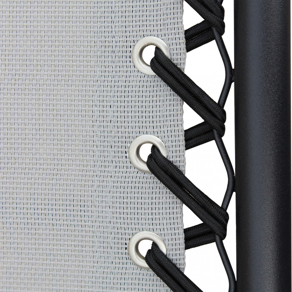 Sdraio comfort con struttura nera e textilene grigio chiaro
