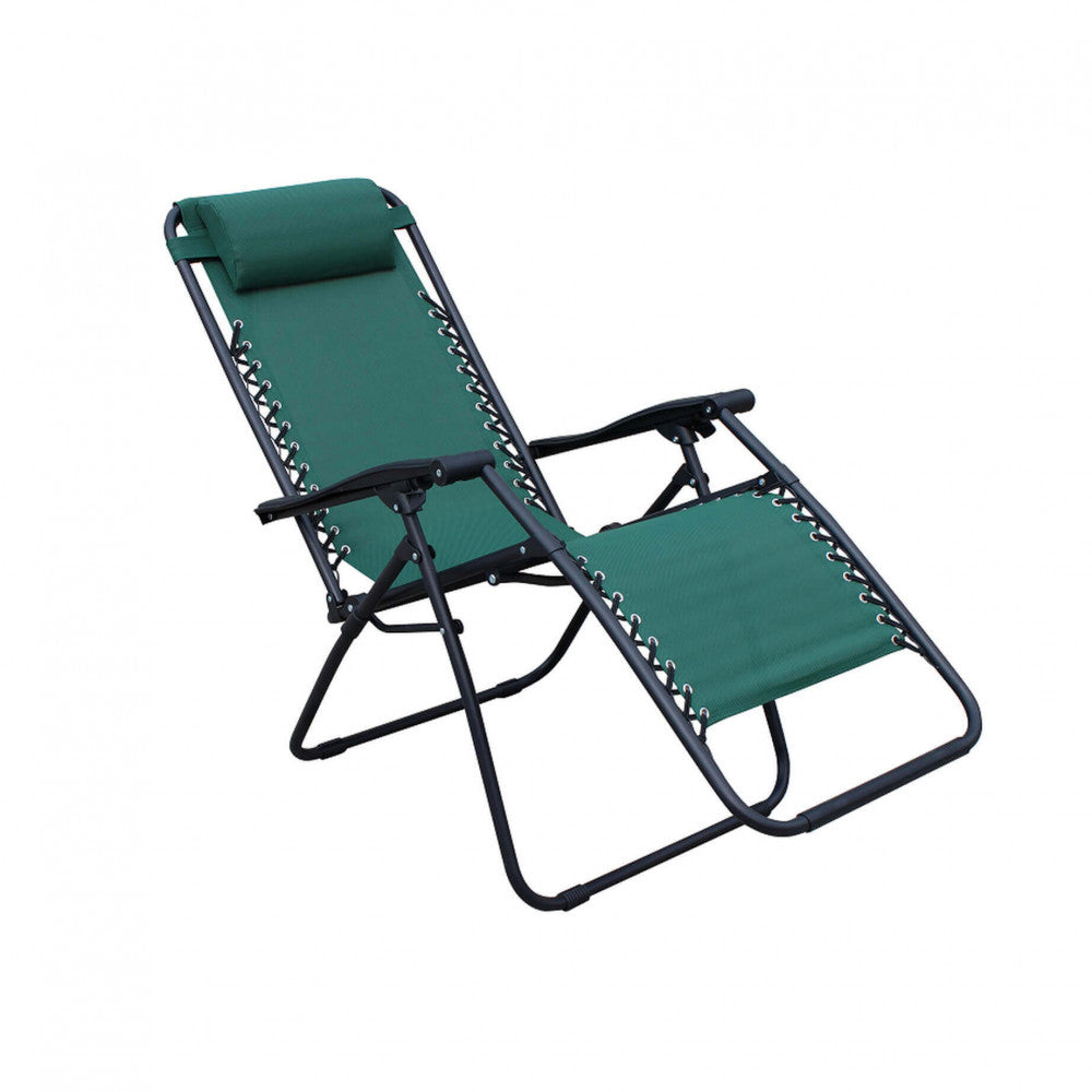 Sdraio comfort con struttura nera e textilene verde scuro