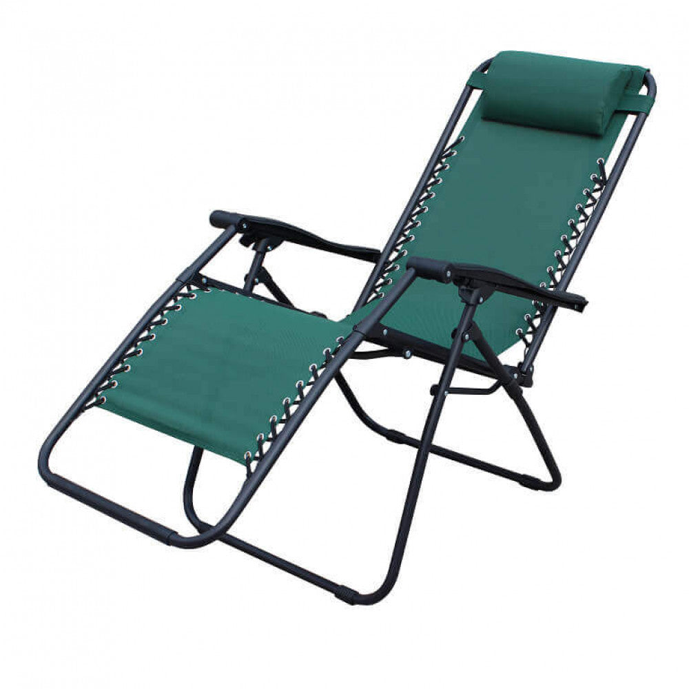 Sdraio comfort con struttura nera e textilene verde scuro