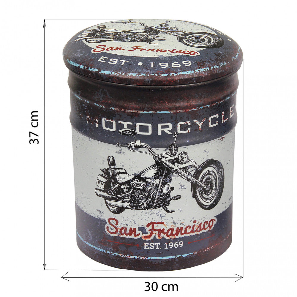 Set di 2 pouf contenitore tondo moto grigio scuro