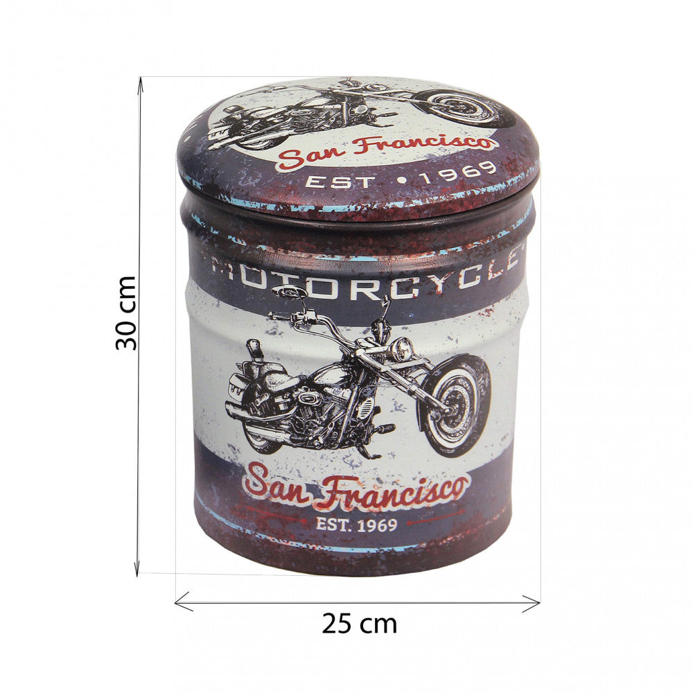 Set di 2 pouf contenitore tondo moto grigio scuro