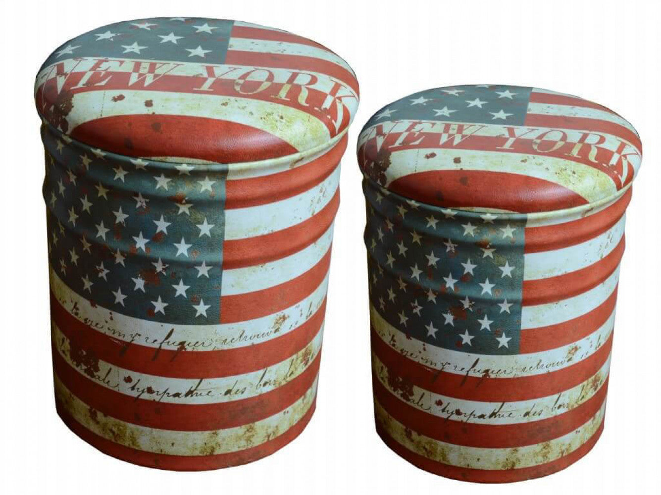 Set di 2 pouf contenitore tondo usa