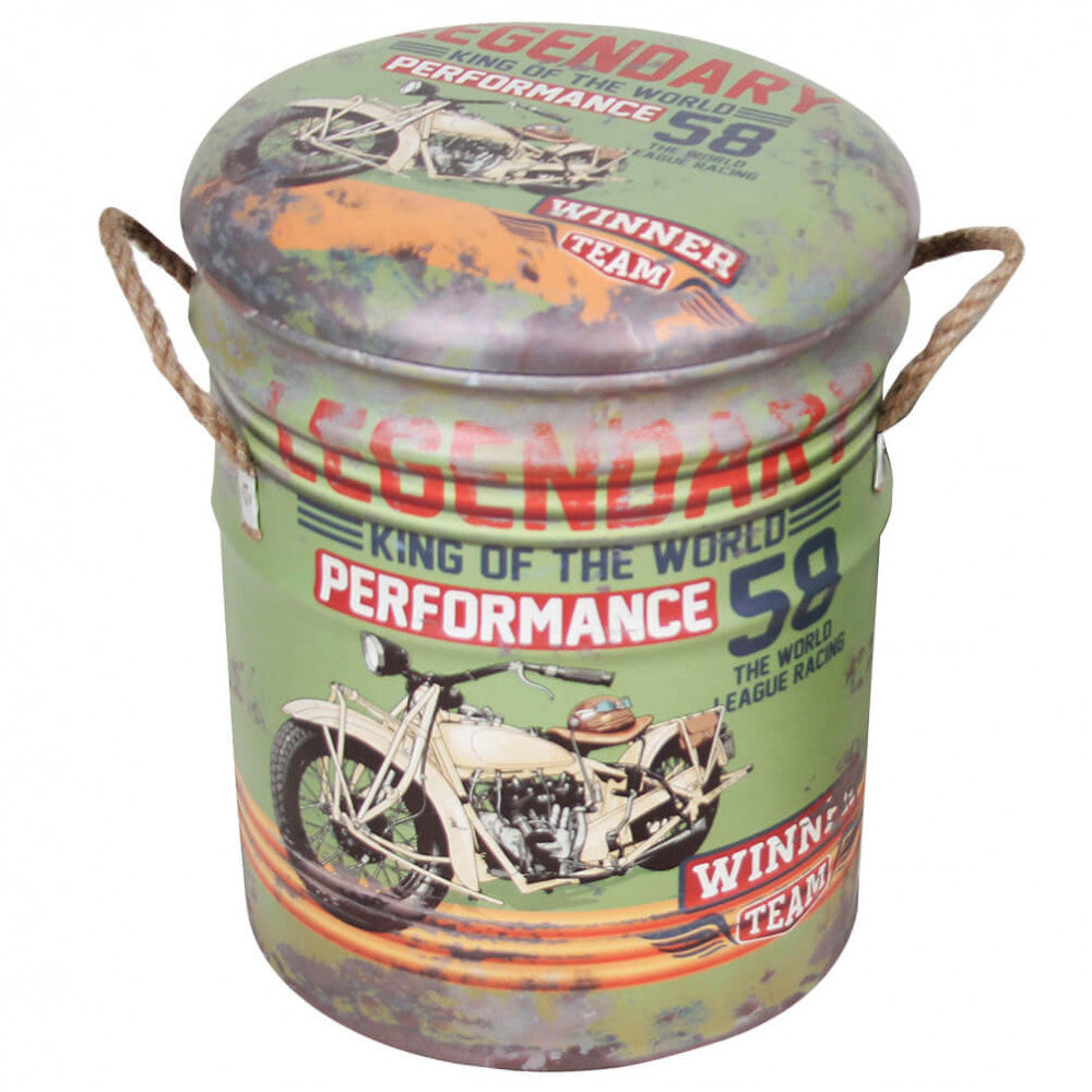 Set di 2 pouf contenitore tondo verde