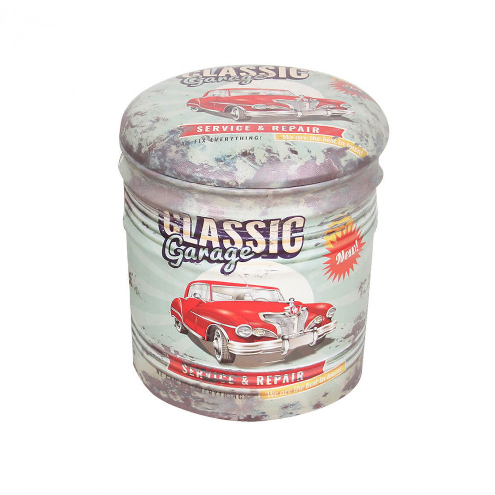 Set di 2 pouf contenitore tondo verde chiaro/bianco