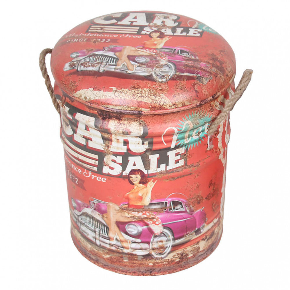 Set di 2 pouf contenitore tondo rosso