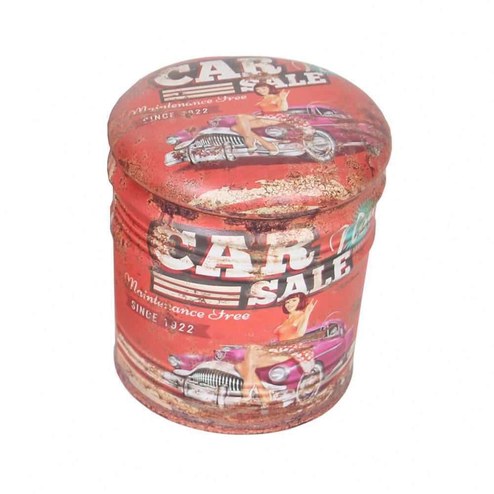 Set di 2 pouf contenitore tondo rosso