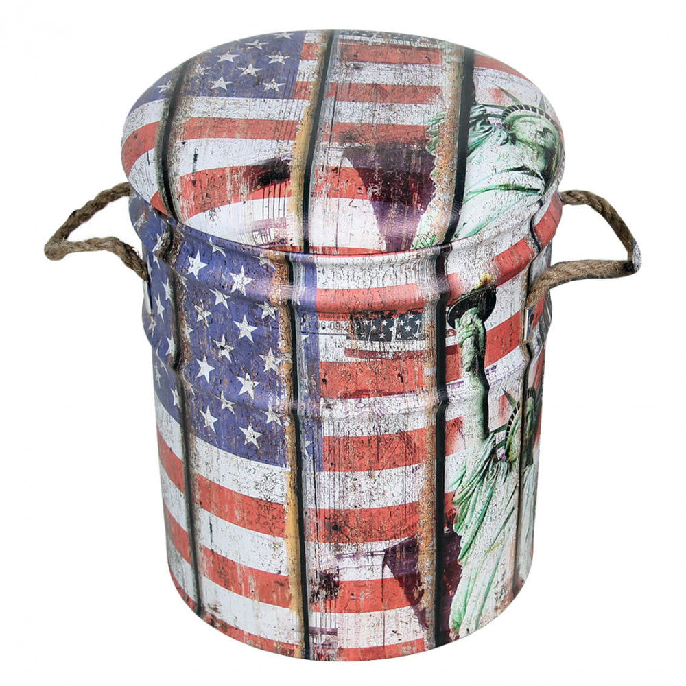 Set di 2 pouf contenitore tondo usa