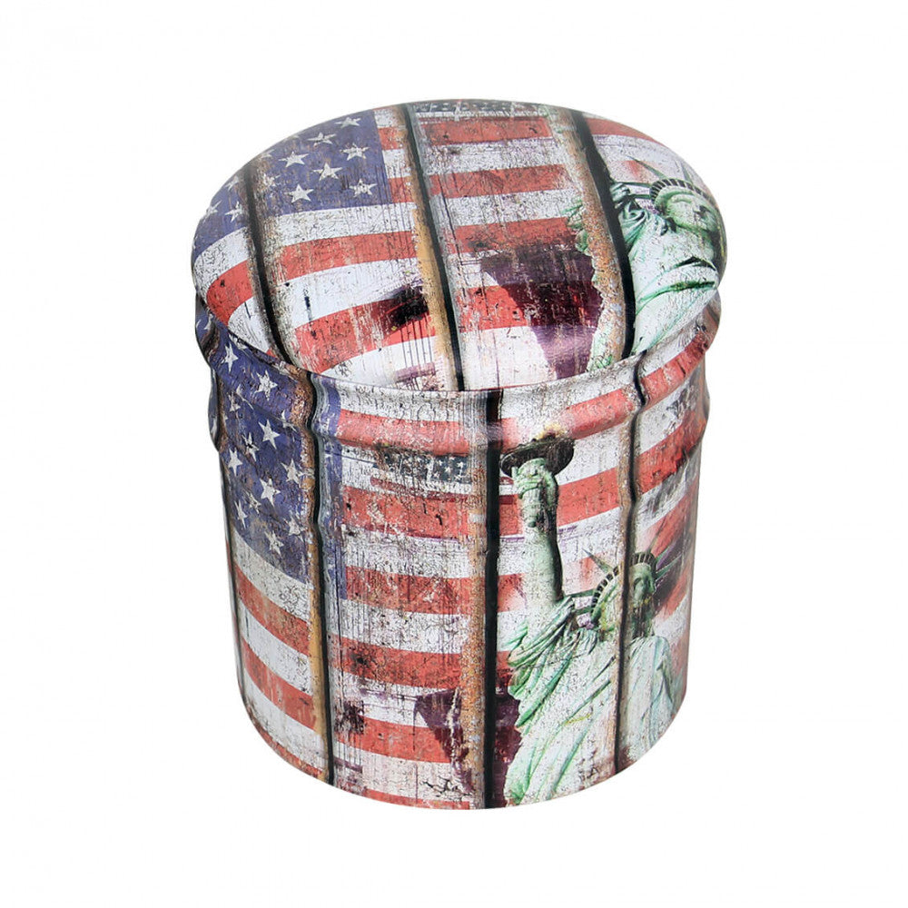 Set di 2 pouf contenitore tondo usa