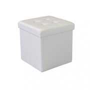 Pouf contenitore quadrato in ecopelle  bianco