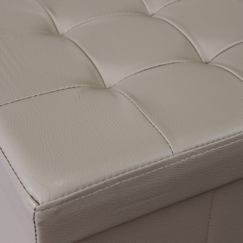 Pouf contenitore quadrato in ecopelle naturale