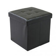 Pouf contenitore quadrato in ecopelle nero