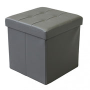 Pouf contenitore quadrato in ecopelle grigio