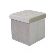 Pouf contenitore quadrato in velluto beige