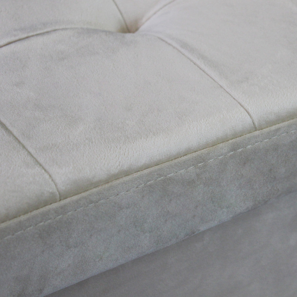 Pouf contenitore quadrato in velluto beige