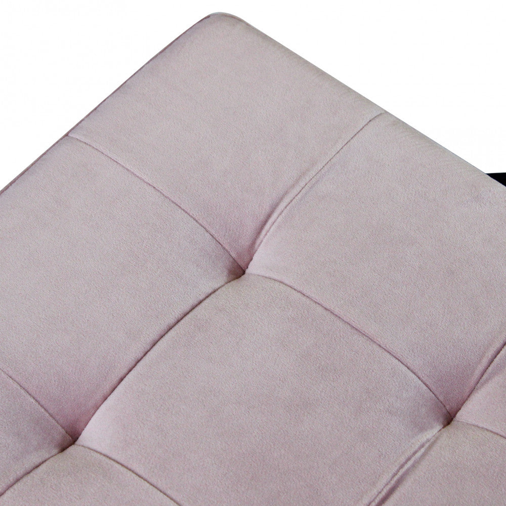 Pouf contenitore quadrato in velluto rosa