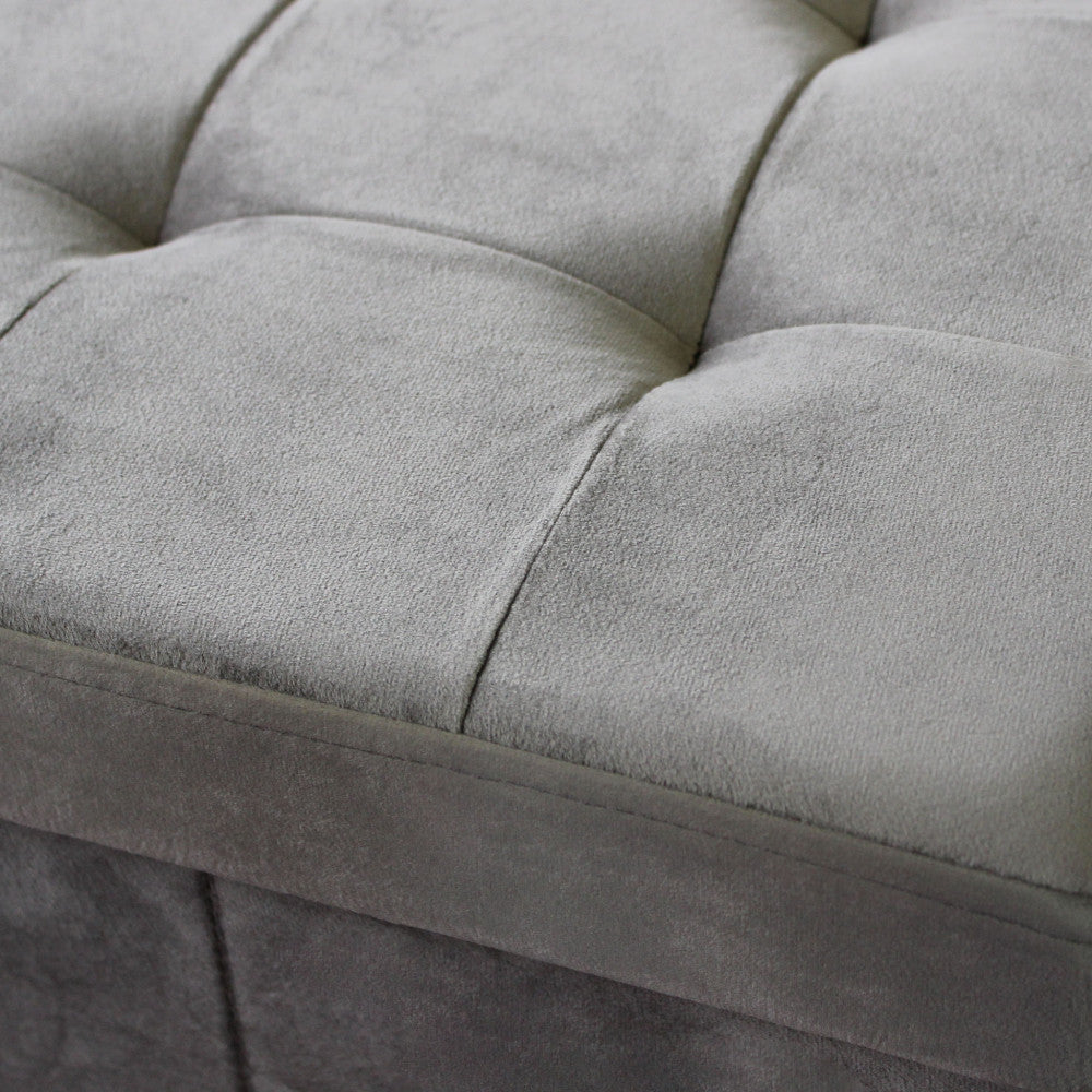 Pouf contenitore quadrato in velluto tortora