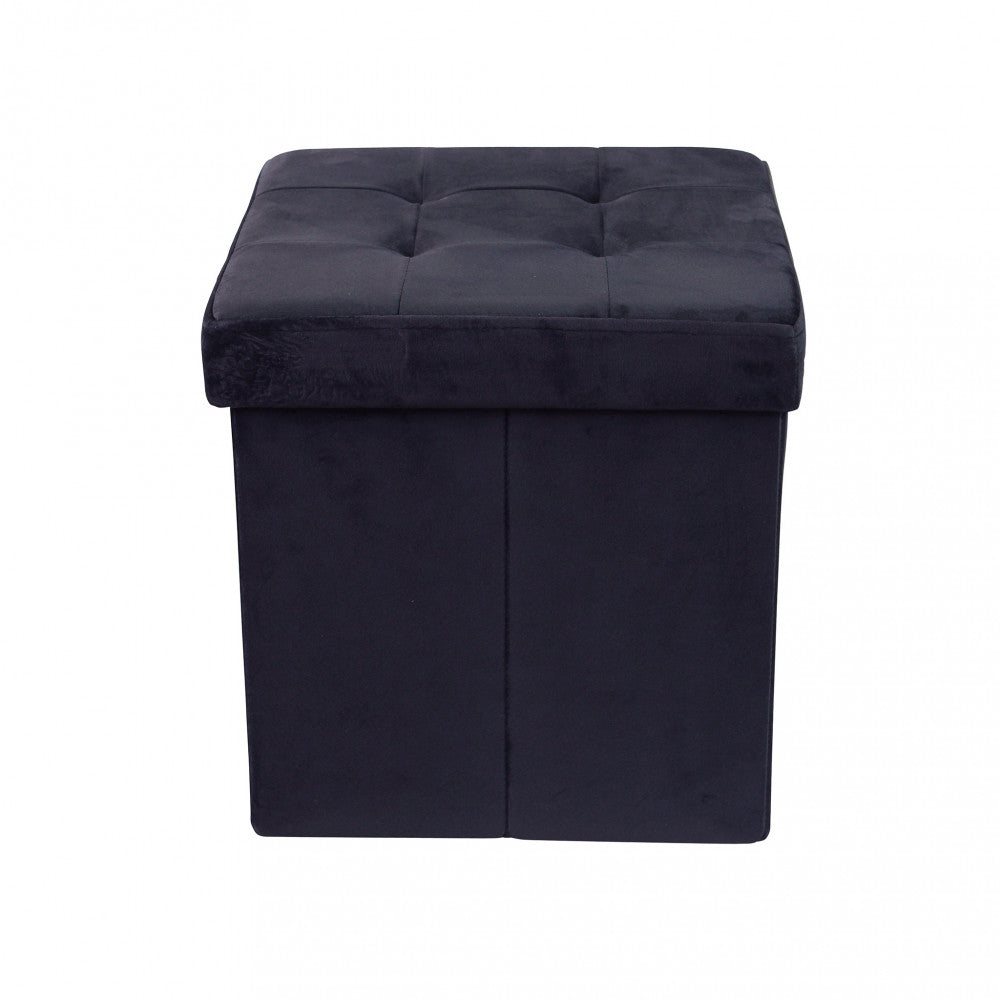 Pouf contenitore quadrato in velluto nero