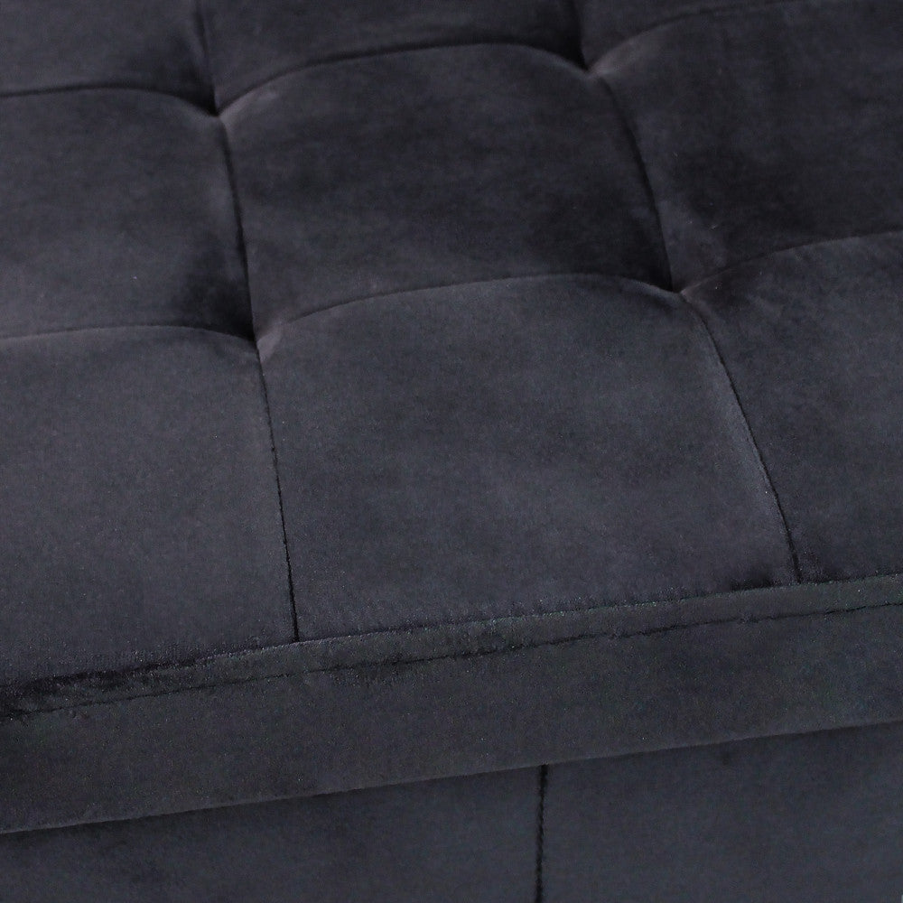 Pouf contenitore quadrato in velluto nero