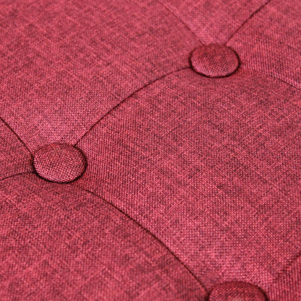 Pouf contenitore quadrato in stoffa bordeaux