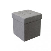 Pouf contenitore quadrato in stoffa grigio