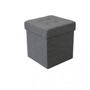 Pouf contenitore quadrato in stoffa grigio scuro