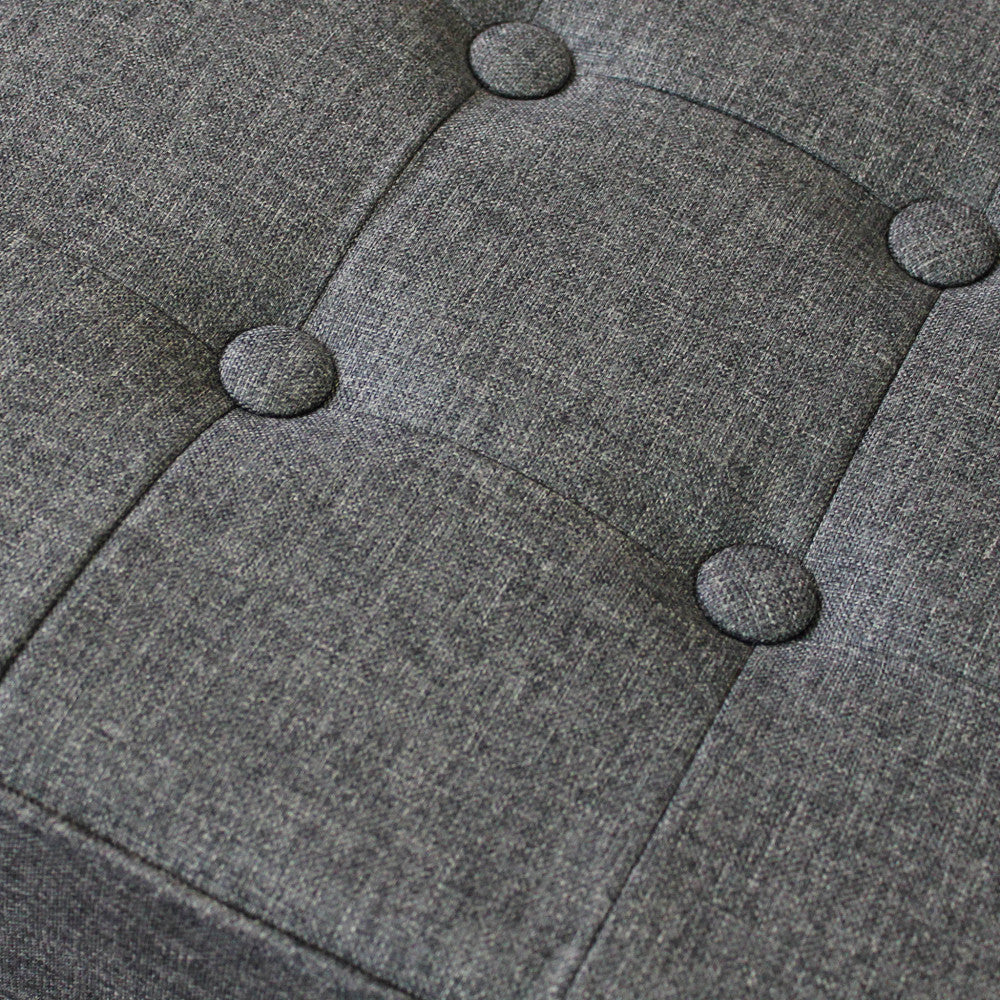Pouf contenitore quadrato in stoffa grigio scuro