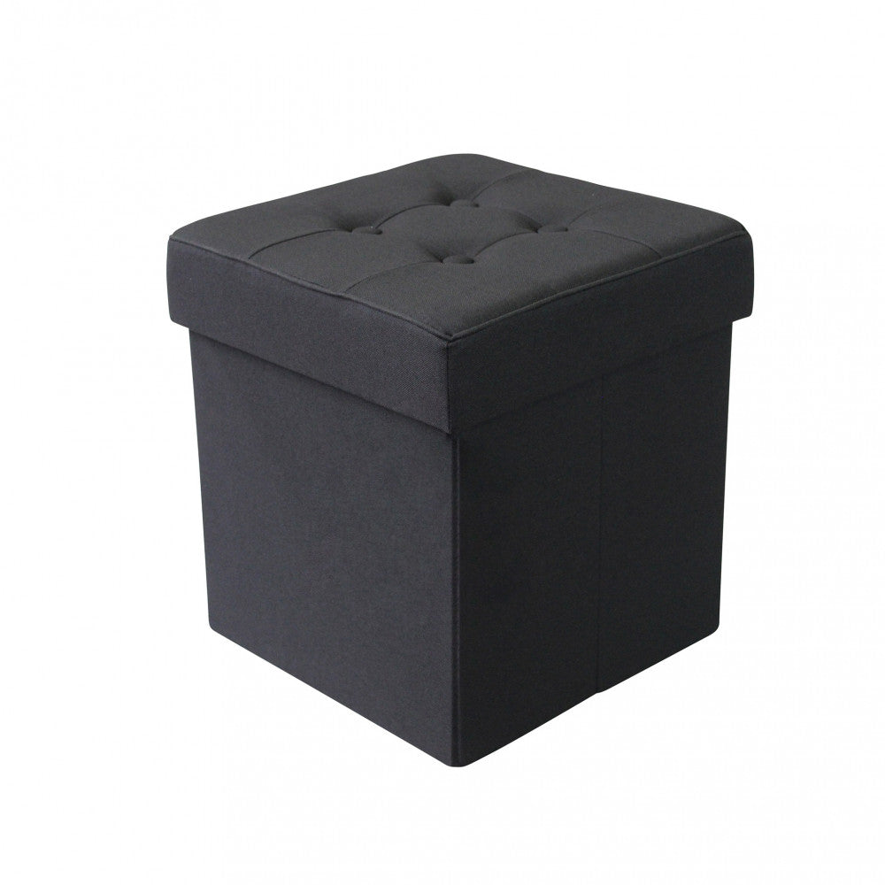 Pouf contenitore quadrato in stoffa nero
