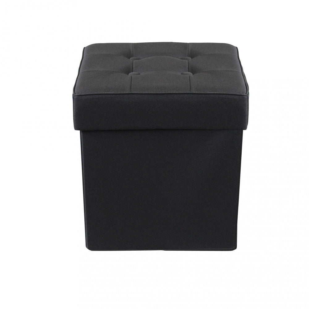 Pouf contenitore quadrato in stoffa nero