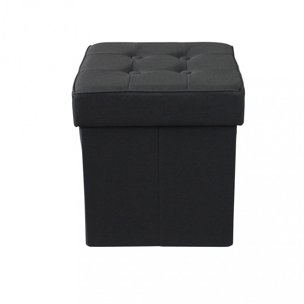 Pouf contenitore quadrato in stoffa nero