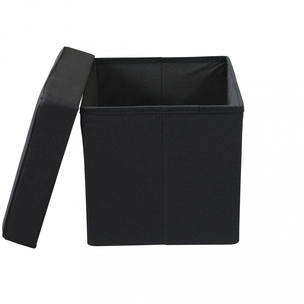 Pouf contenitore quadrato in stoffa nero
