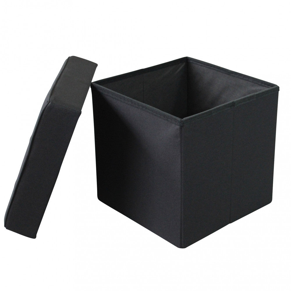 Pouf contenitore quadrato in stoffa nero