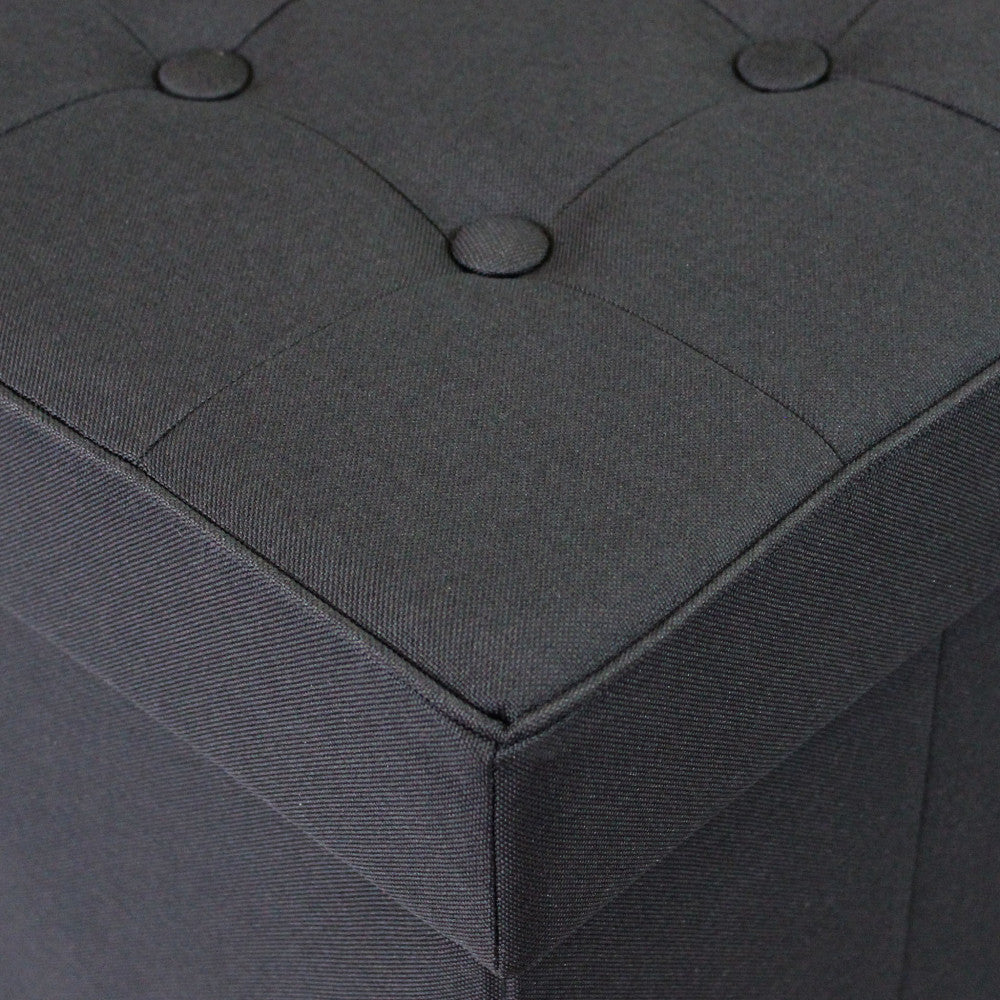 Pouf contenitore quadrato in stoffa nero