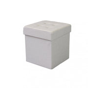 Pouf contenitore quadrato in stoffa tortora