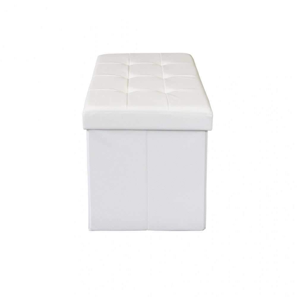 Pouf contenitore rettangolare in ecopelle  bianco