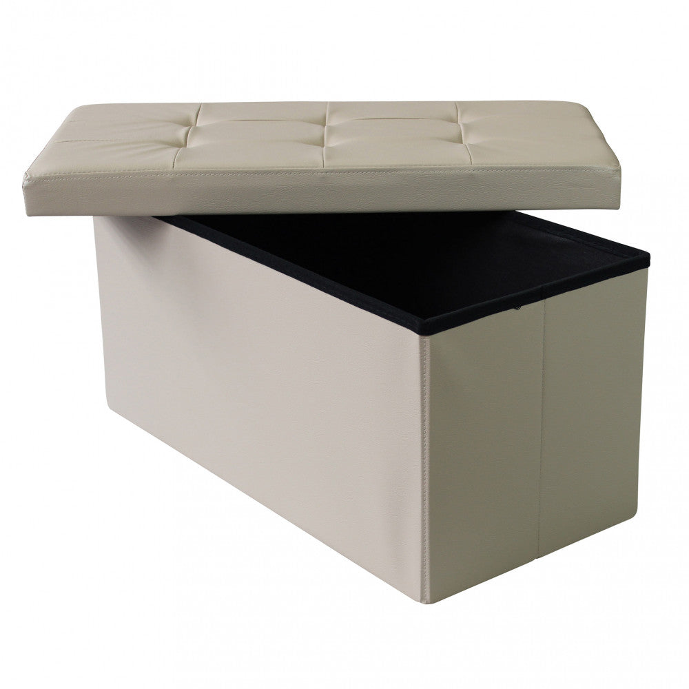 Pouf contenitore rettangolare in ecopelle naturale