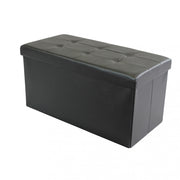 Pouf contenitore rettangolare in ecopelle nero