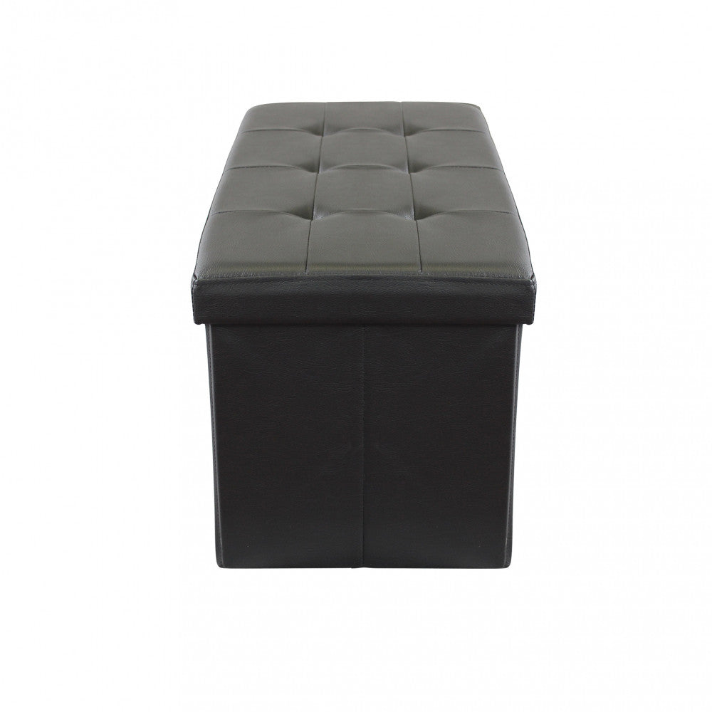 Pouf contenitore rettangolare in ecopelle nero