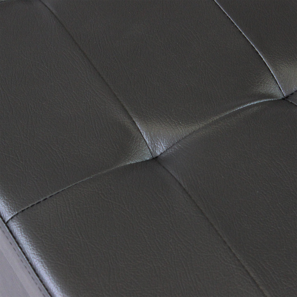 Pouf contenitore rettangolare in ecopelle nero