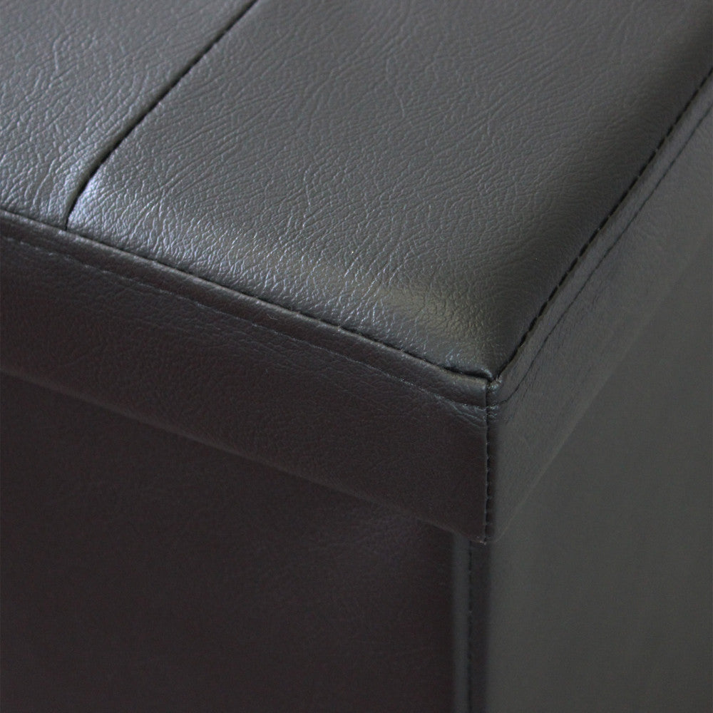 Pouf contenitore rettangolare in ecopelle nero