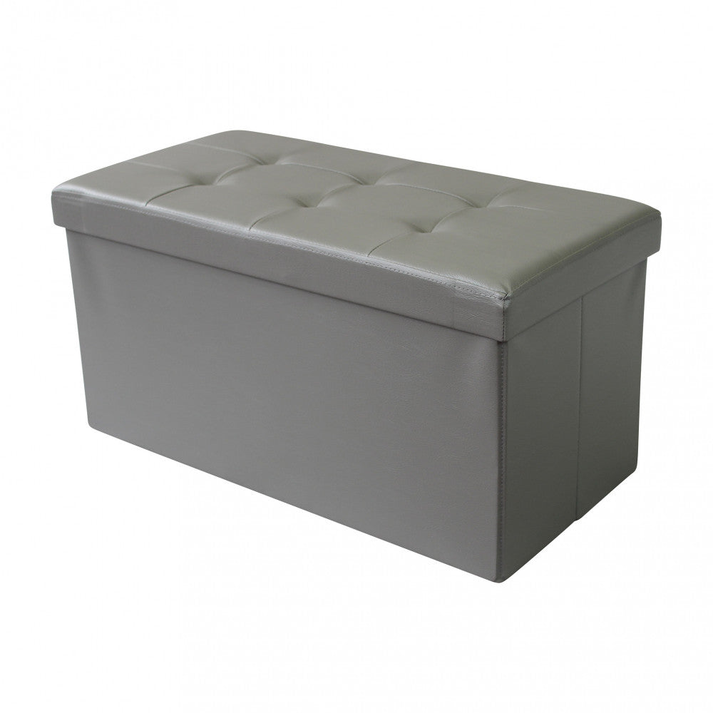 Pouf contenitore rettangolare in ecopelle grigio