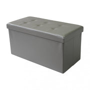 Pouf contenitore rettangolare in ecopelle grigio