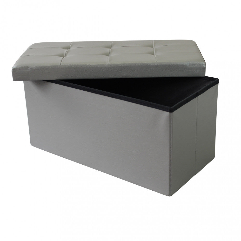 Pouf contenitore rettangolare in ecopelle grigio