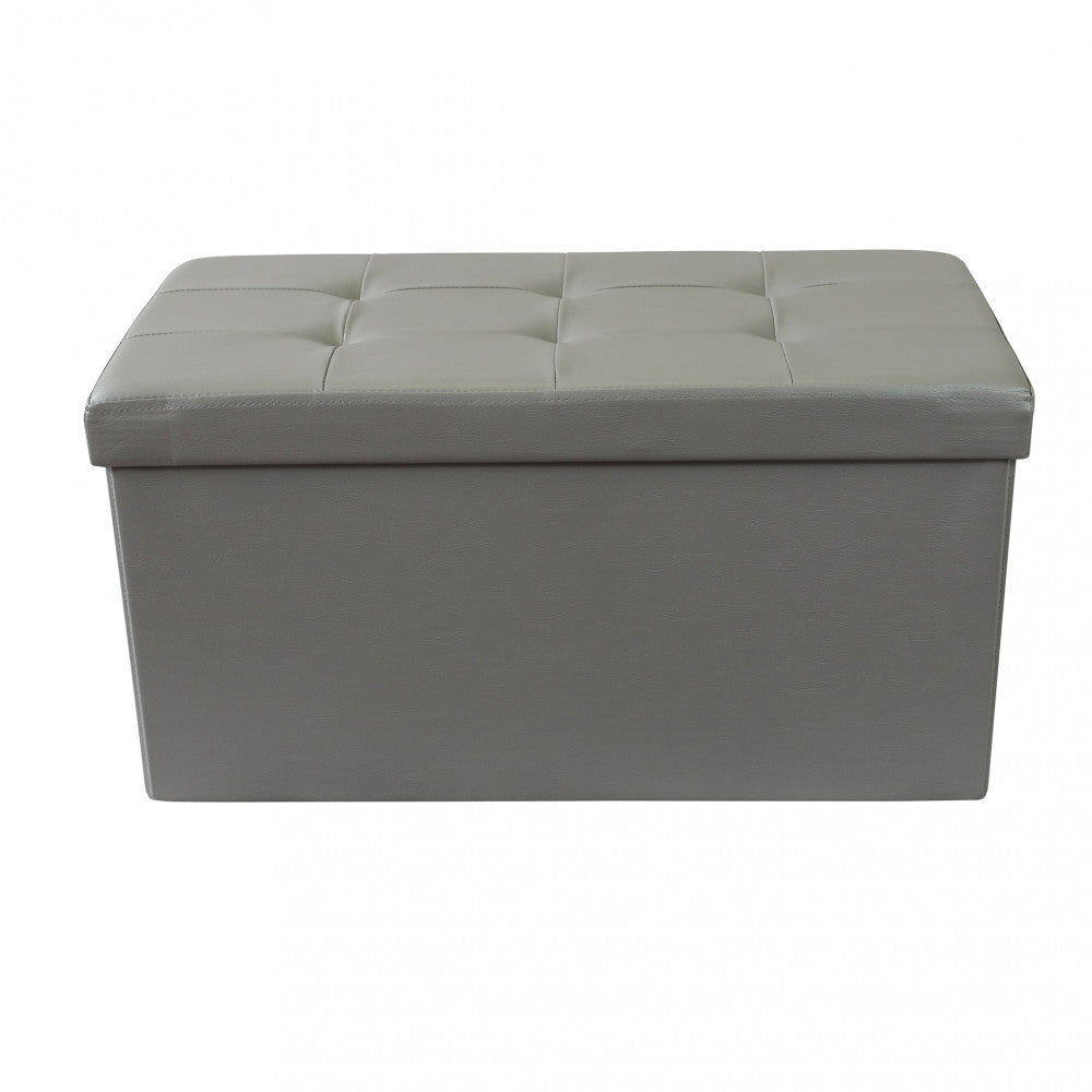 Pouf contenitore rettangolare in ecopelle grigio