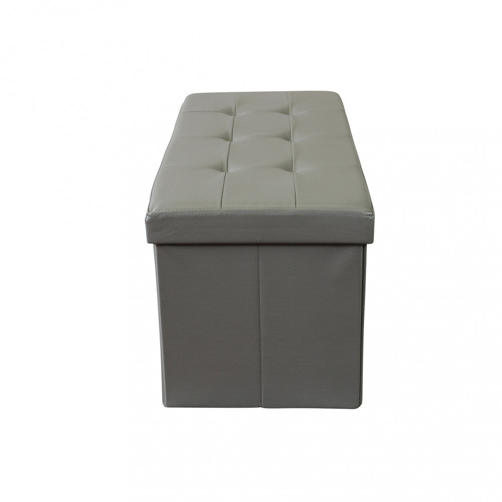 Pouf contenitore rettangolare in ecopelle grigio
