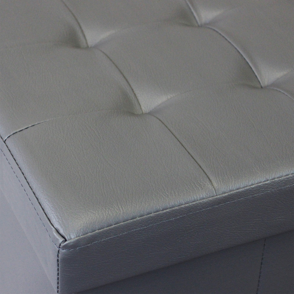 Pouf contenitore rettangolare in ecopelle grigio