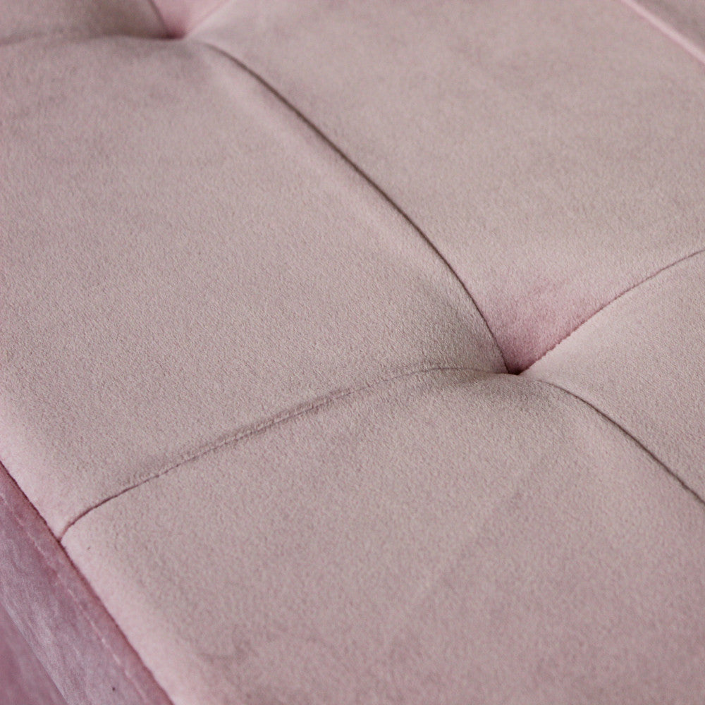 Pouf contenitore rettangolare in velluto rosa