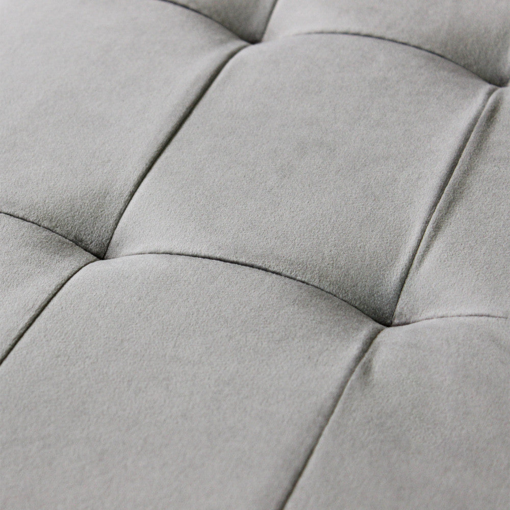 Pouf contenitore rettangolare in velluto tortora