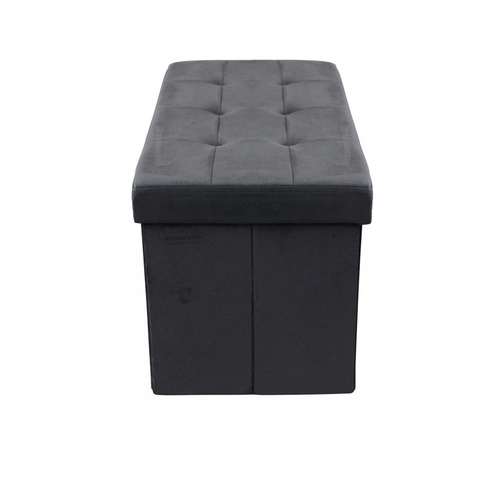 Pouf contenitore rettangolare in velluto nero
